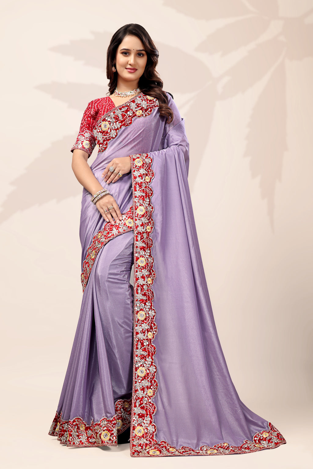 G-Intricate Gold Zari Motifs and Embroidered Lace Border