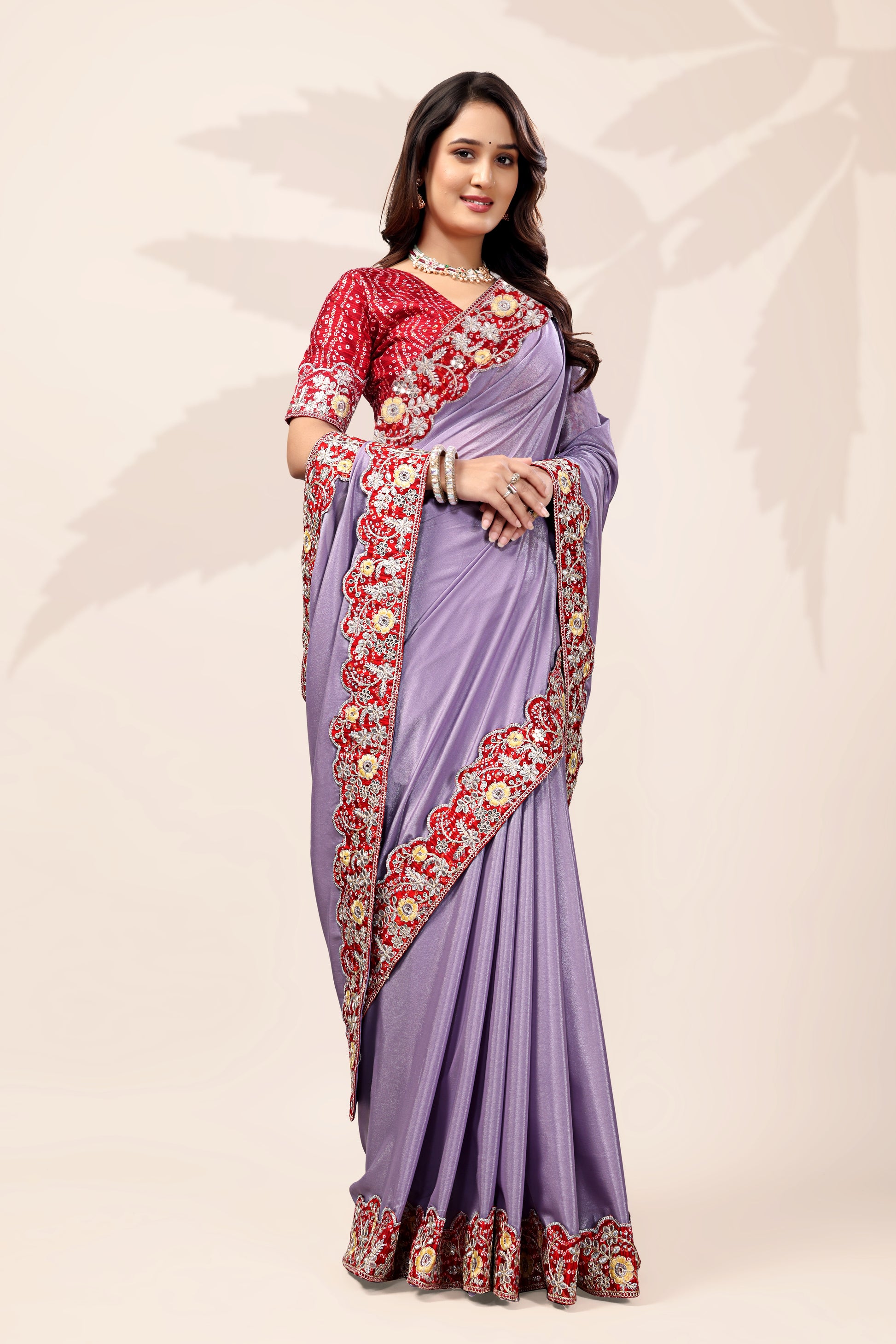 G-Intricate Gold Zari Motifs and Embroidered Lace Border