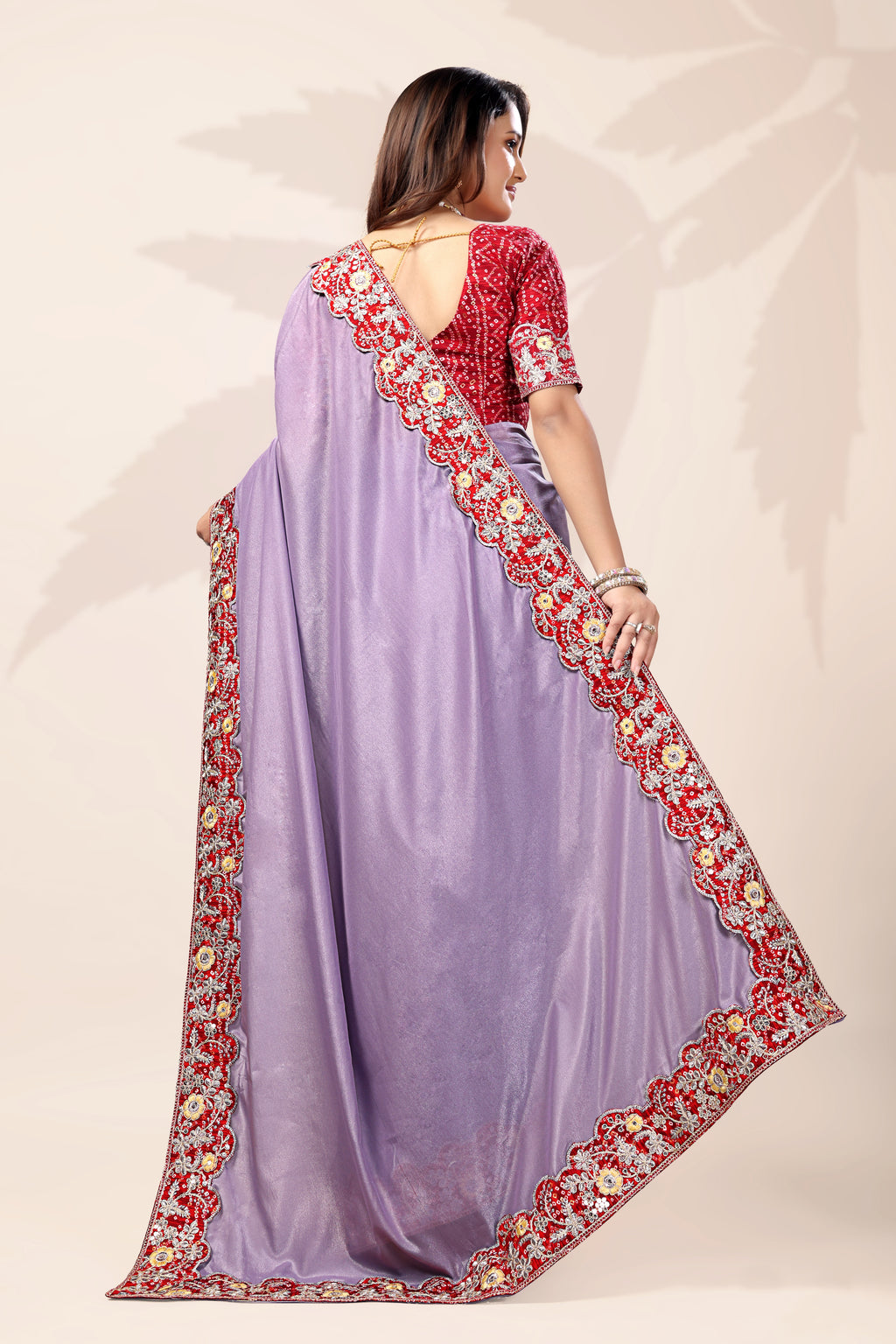 G-Intricate Gold Zari Motifs and Embroidered Lace Border