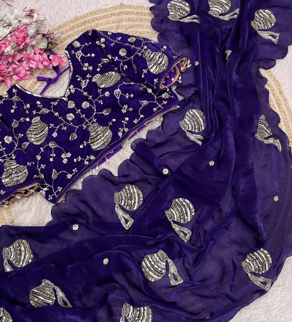 G - Regal Pot Embroidered Festive Saree