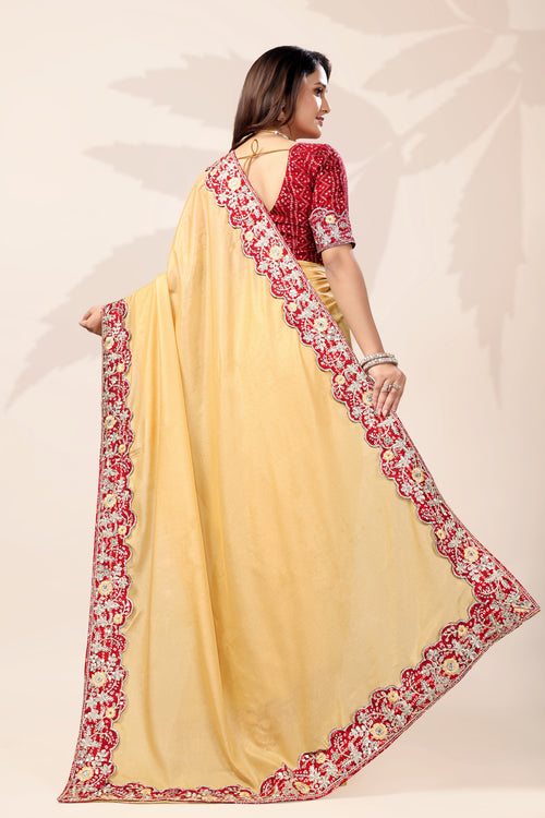 Bollywood Wear Lace Embroidered Saree with Bandhani Blouse