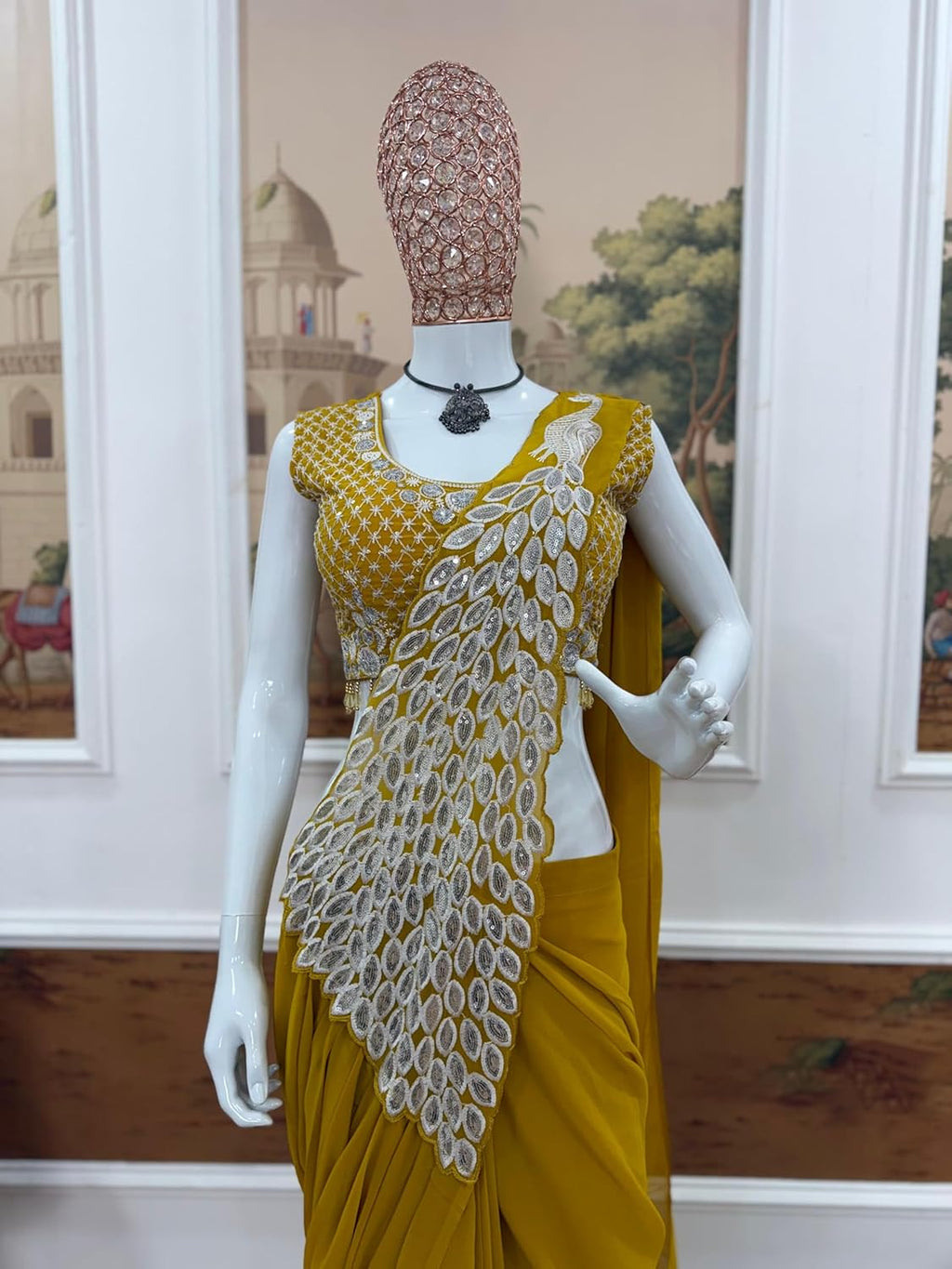 TRENDING READY TO WEAR SAREE WITH FULLY EMBROIDERED STYLIST BLOUSE