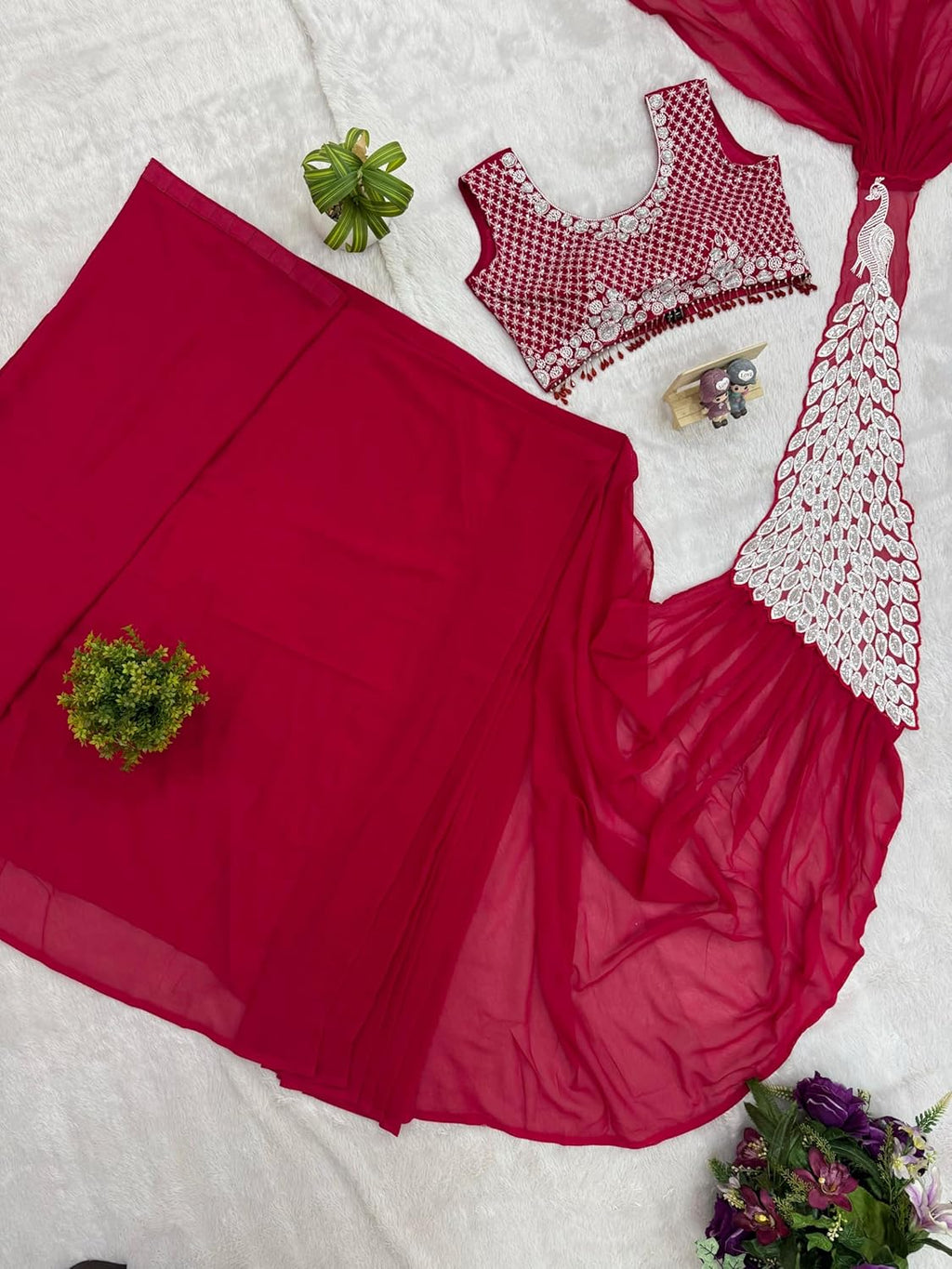 TRENDING READY TO WEAR SAREE WITH FULLY EMBROIDERED STYLIST BLOUSE