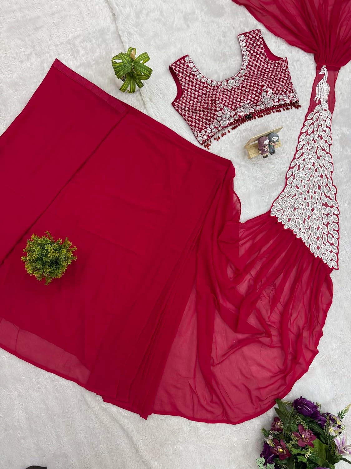 TRENDING READY TO WEAR SAREE WITH FULLY EMBROIDERED STYLIST BLOUSE