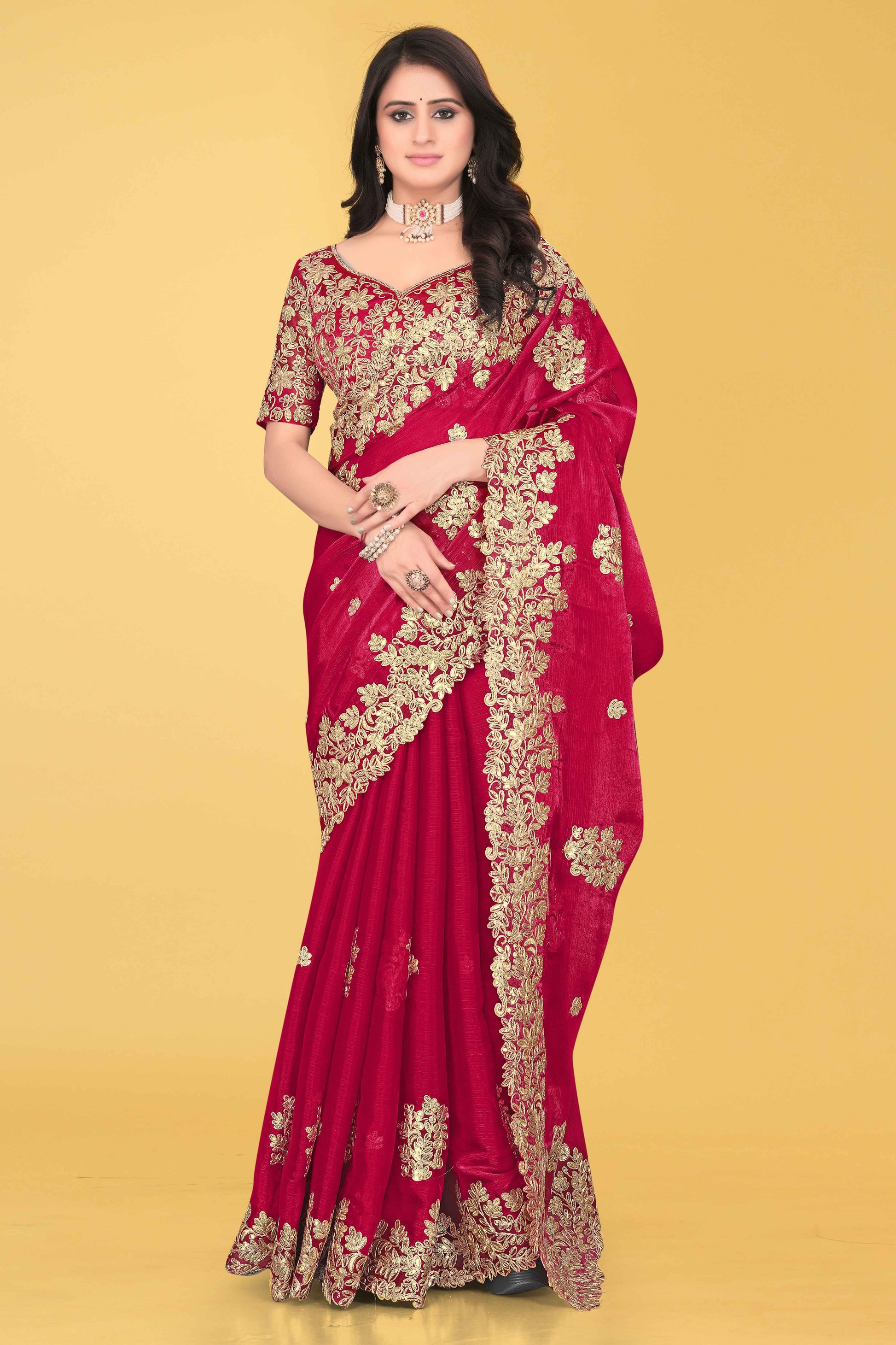 G-Shimmer Georgette Embroidered Saree with Designer Border