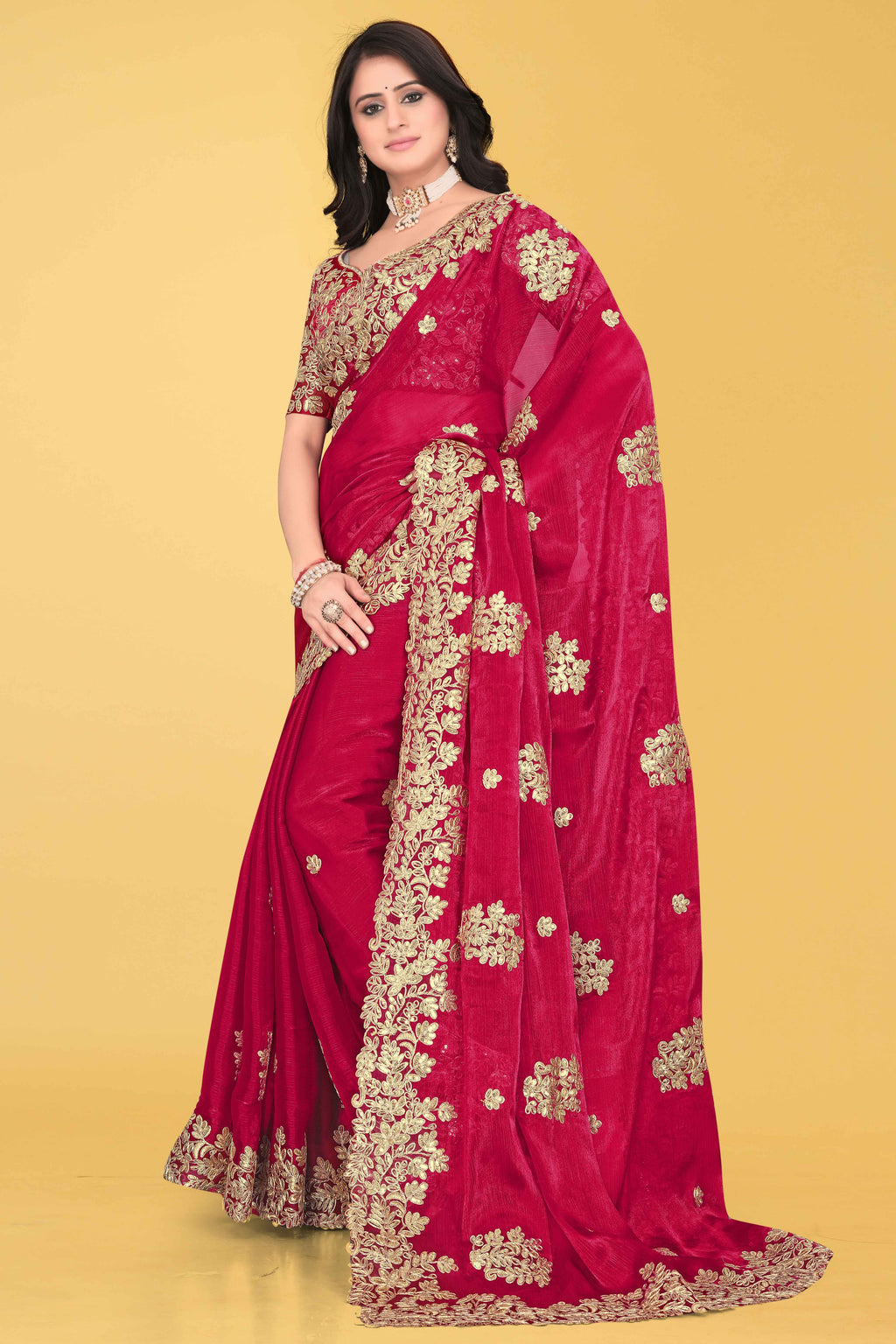 G-Shimmer Georgette Embroidered Saree with Designer Border