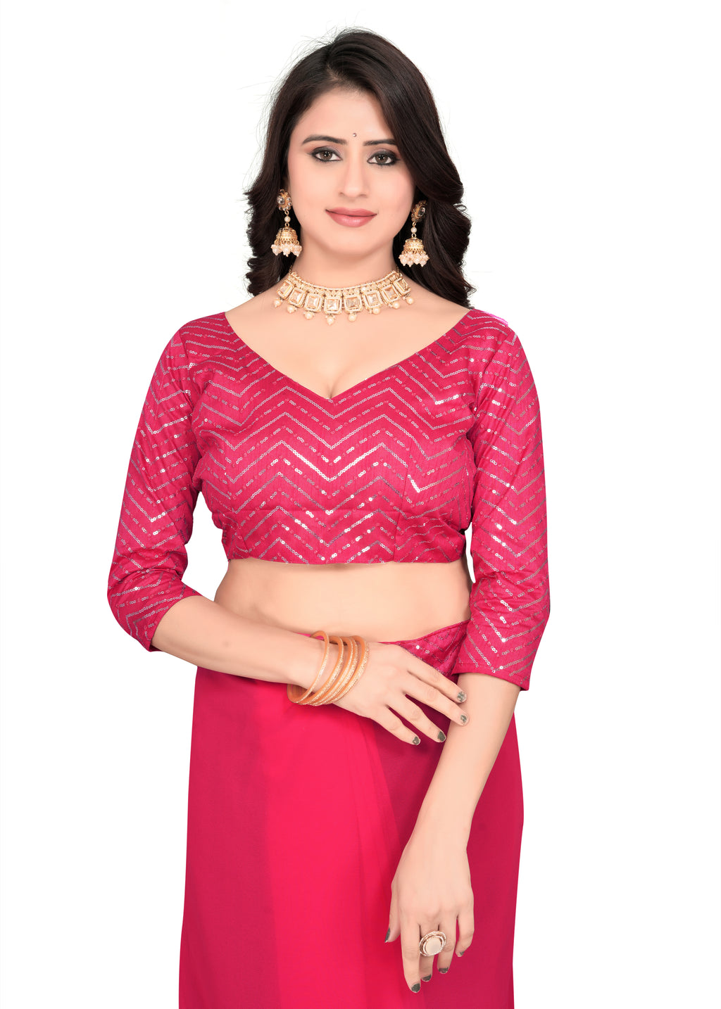 Designer Georgette Saree with Embroidered Lace Border