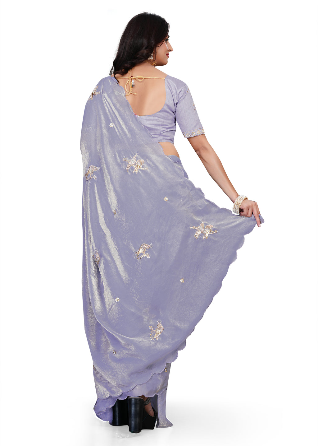 Elegant Beads Work Designer Saree with Embroidered Blouse-G