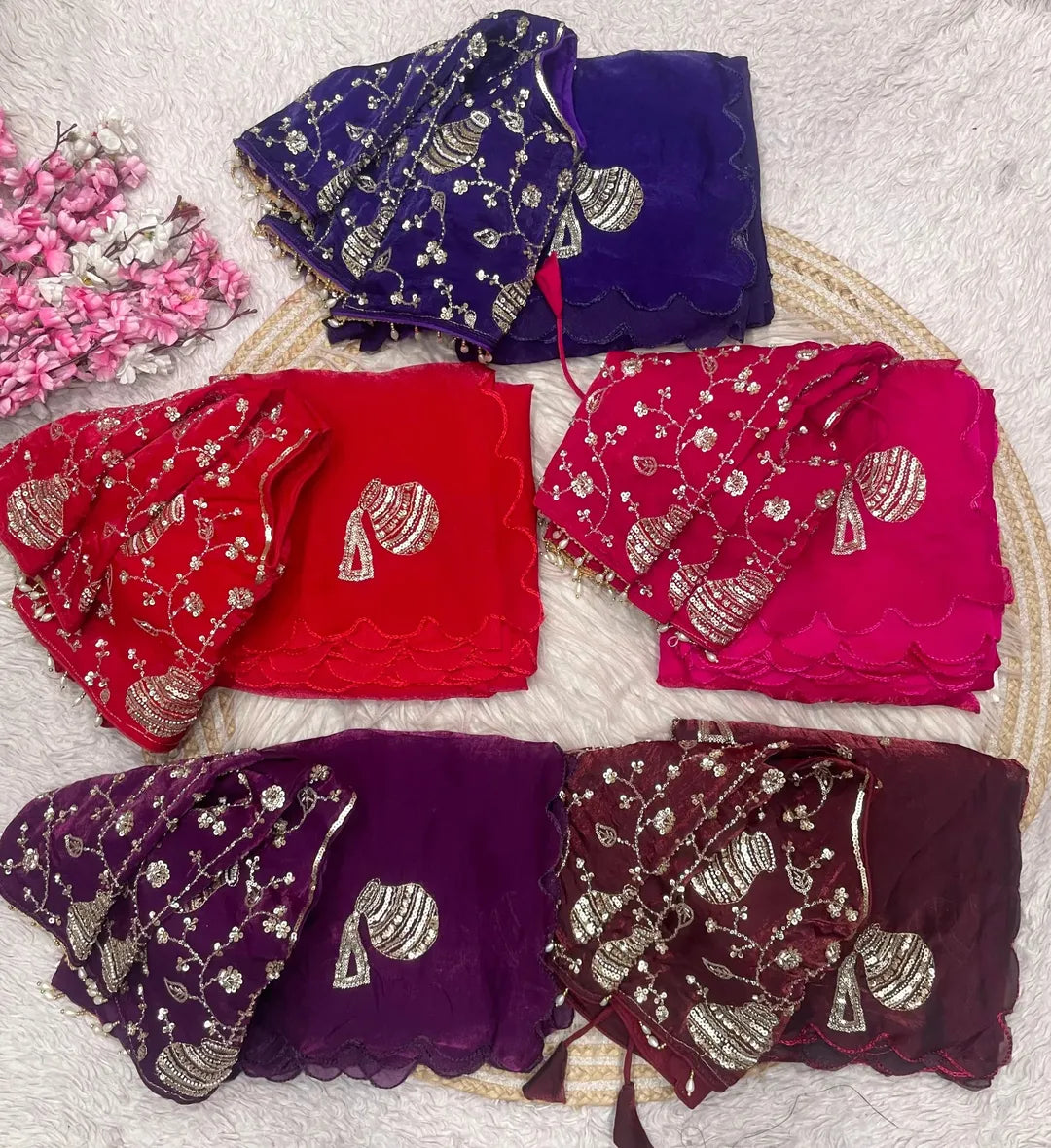 G - Regal Pot Embroidered Festive Saree