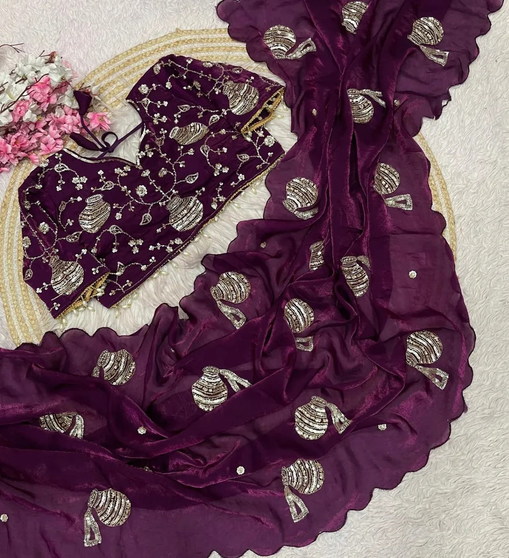 G - Regal Pot Embroidered Festive Saree