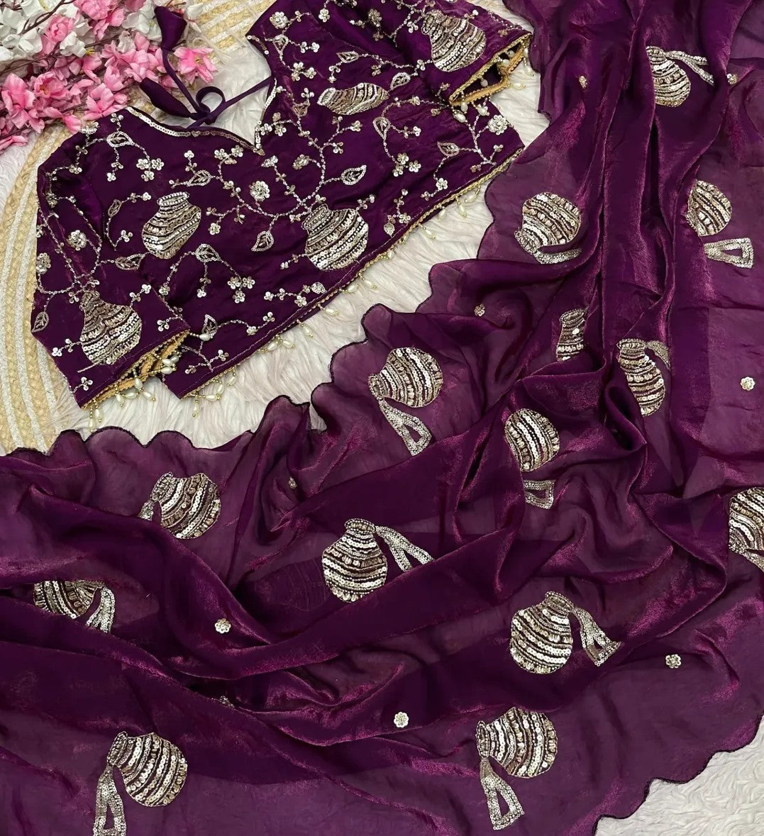 G - Regal Pot Embroidered Festive Saree