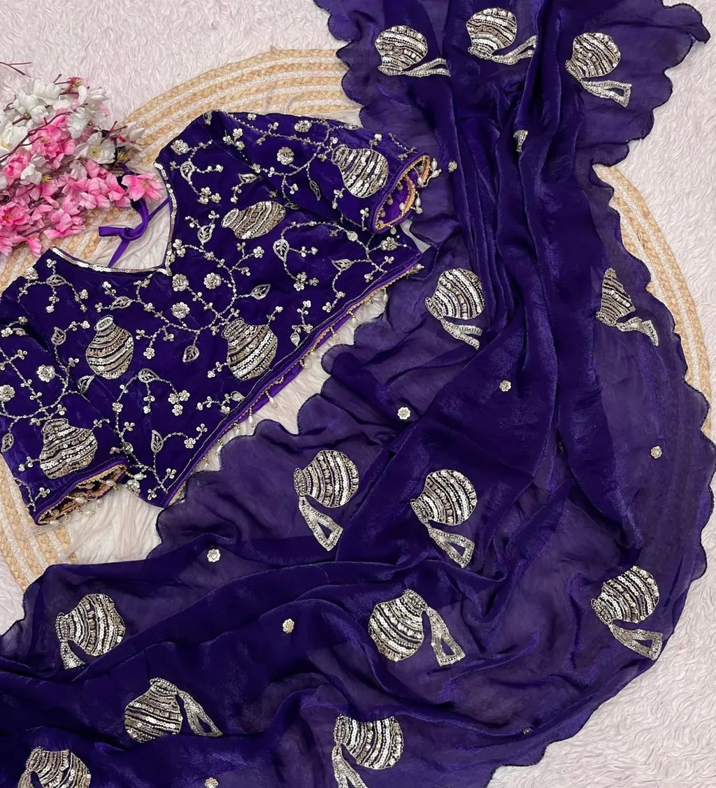 G - Regal Pot Embroidered Festive Saree