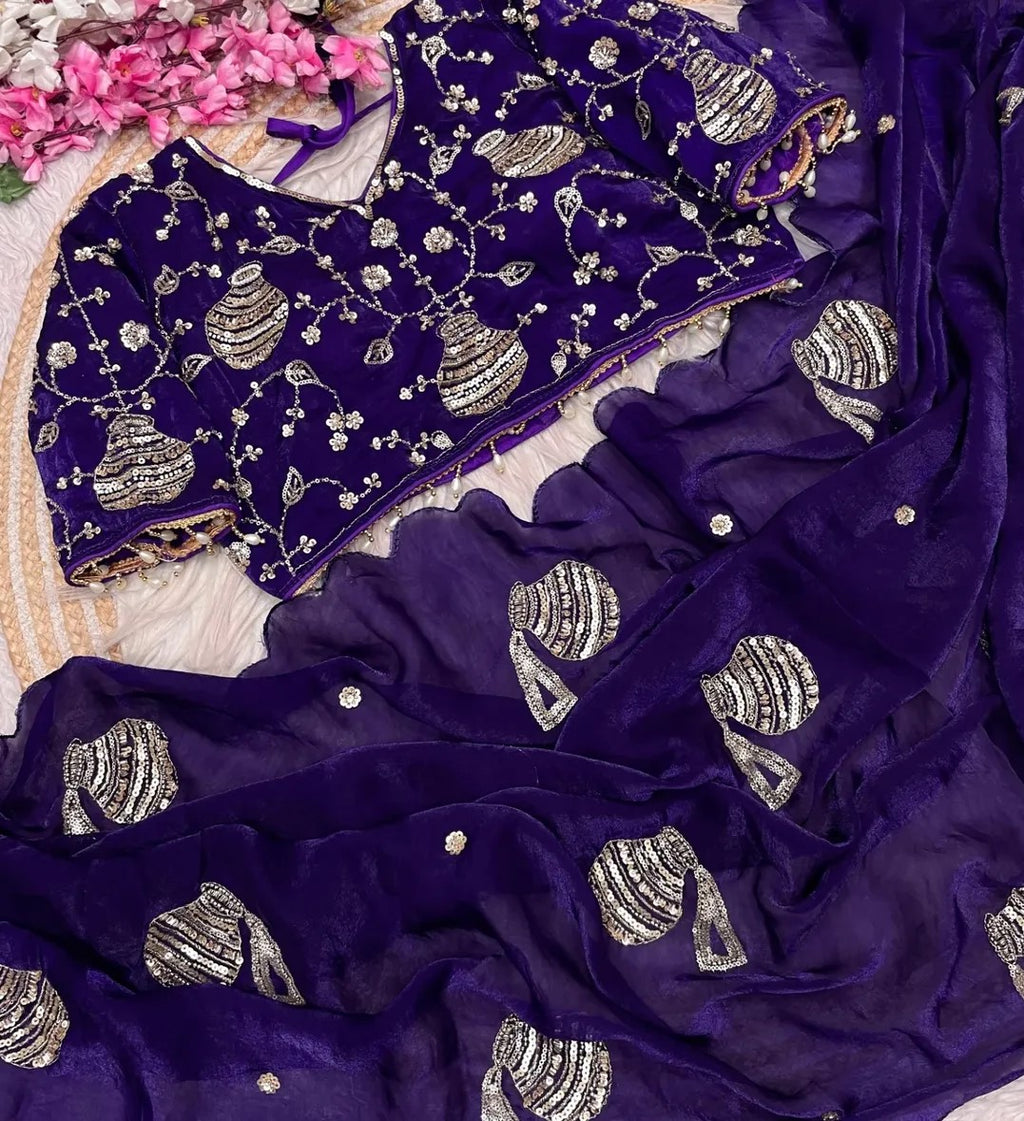 G - Regal Pot Embroidered Festive Saree