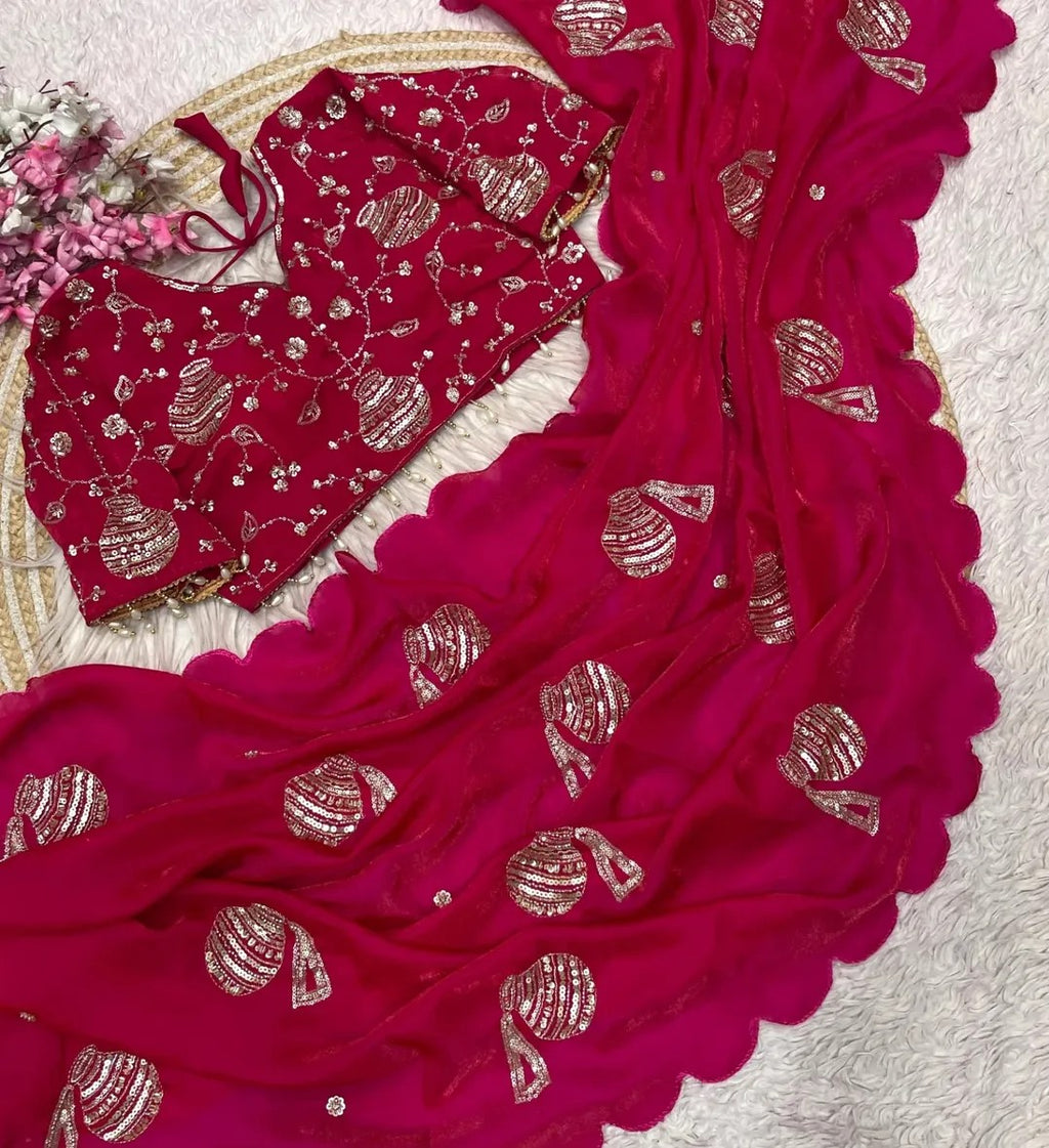 G - Regal Pot Embroidered Festive Saree