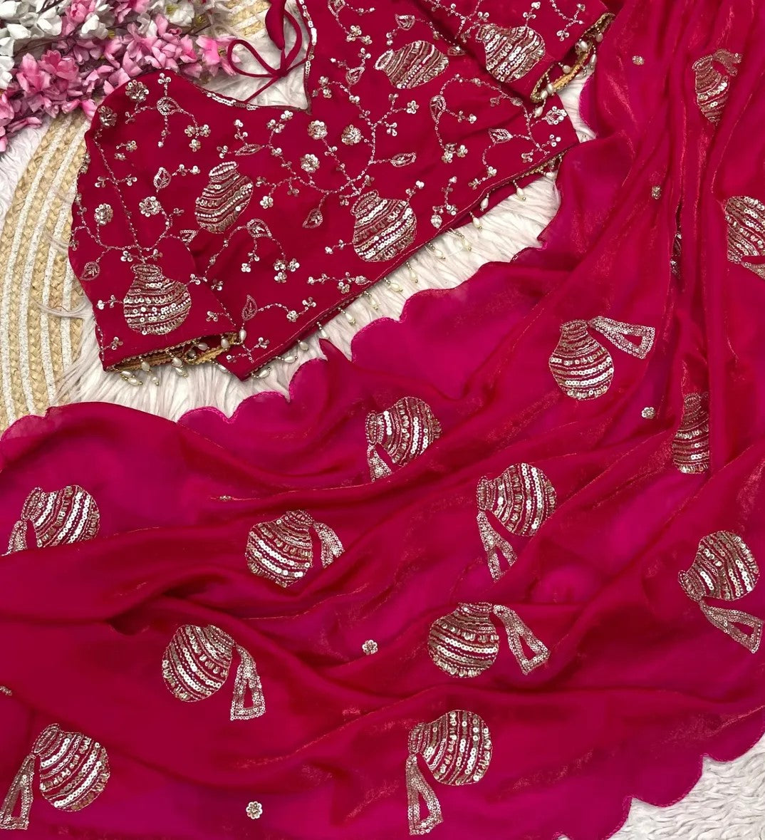 G - Regal Pot Embroidered Festive Saree