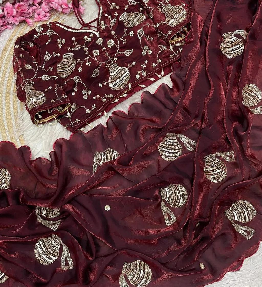 G - Regal Pot Embroidered Festive Saree