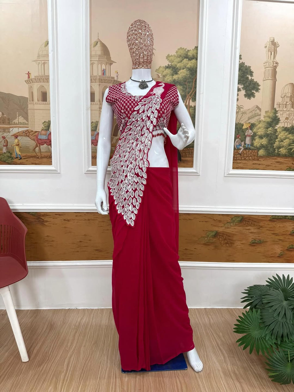 TRENDING READY TO WEAR SAREE WITH FULLY EMBROIDERED STYLIST BLOUSE