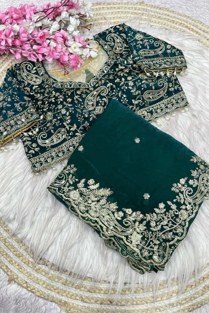 G - Royal Heavy Embroidered Wedding Saree