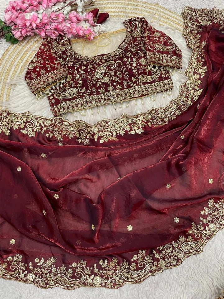 G - Royal Heavy Embroidered Wedding Saree