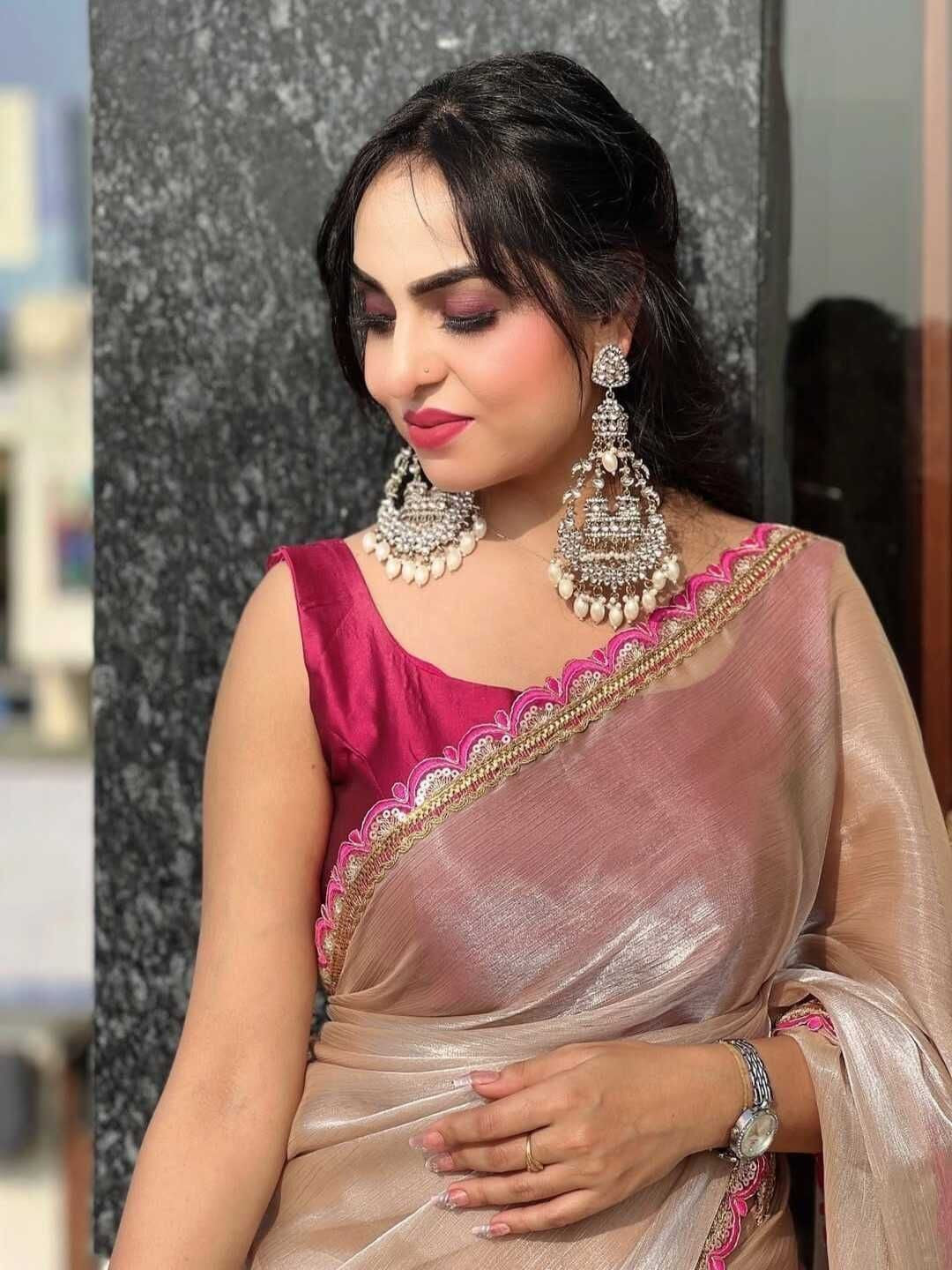 Saree with Embroidered Lace Border and Decorative Fringes – Avirat Designer Studio