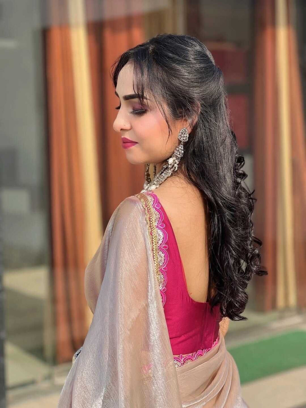 Saree with Embroidered Lace Border and Decorative Fringes – Avirat Designer Studio